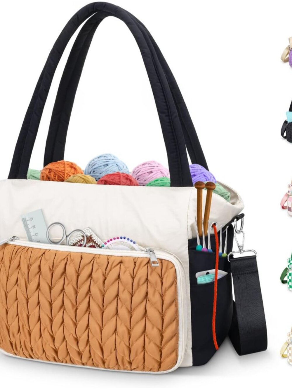 Crochet Bag Organizer,Yarn Bag and Tote- Yarn Storage with Multiple Pockets for